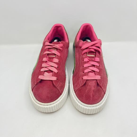 Puma Suede Platform Trace Pink Green Accents Sneakers 36473201 Youth Size 7C - Picture 3 of 12